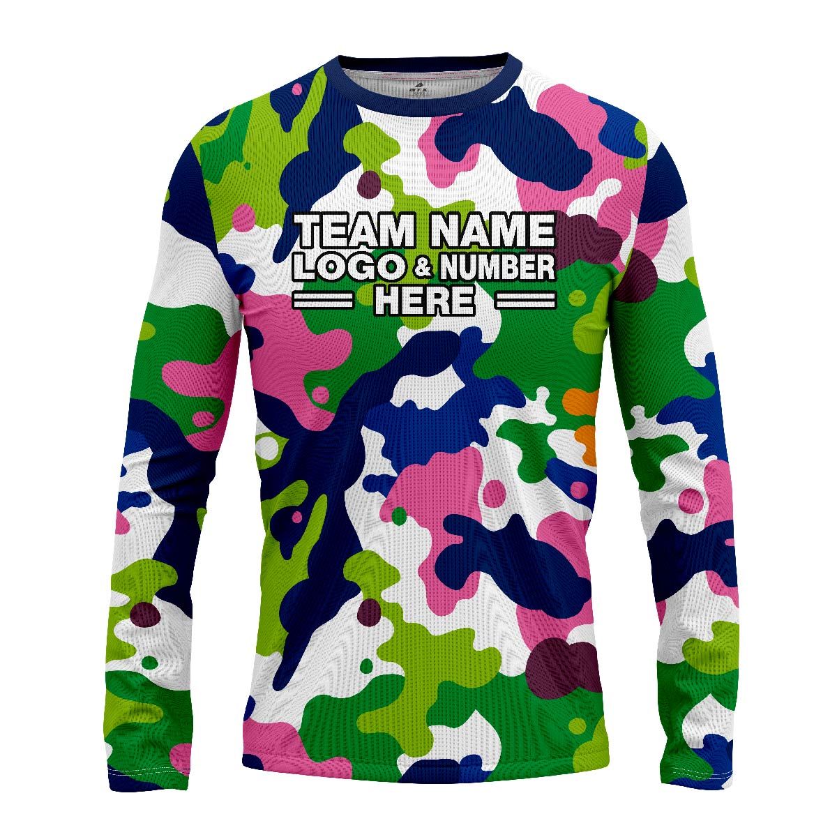 Custom Fully Sublimated Vibrant Camo Pattern Texture Multicolor One Performance Long Sleeves 11075