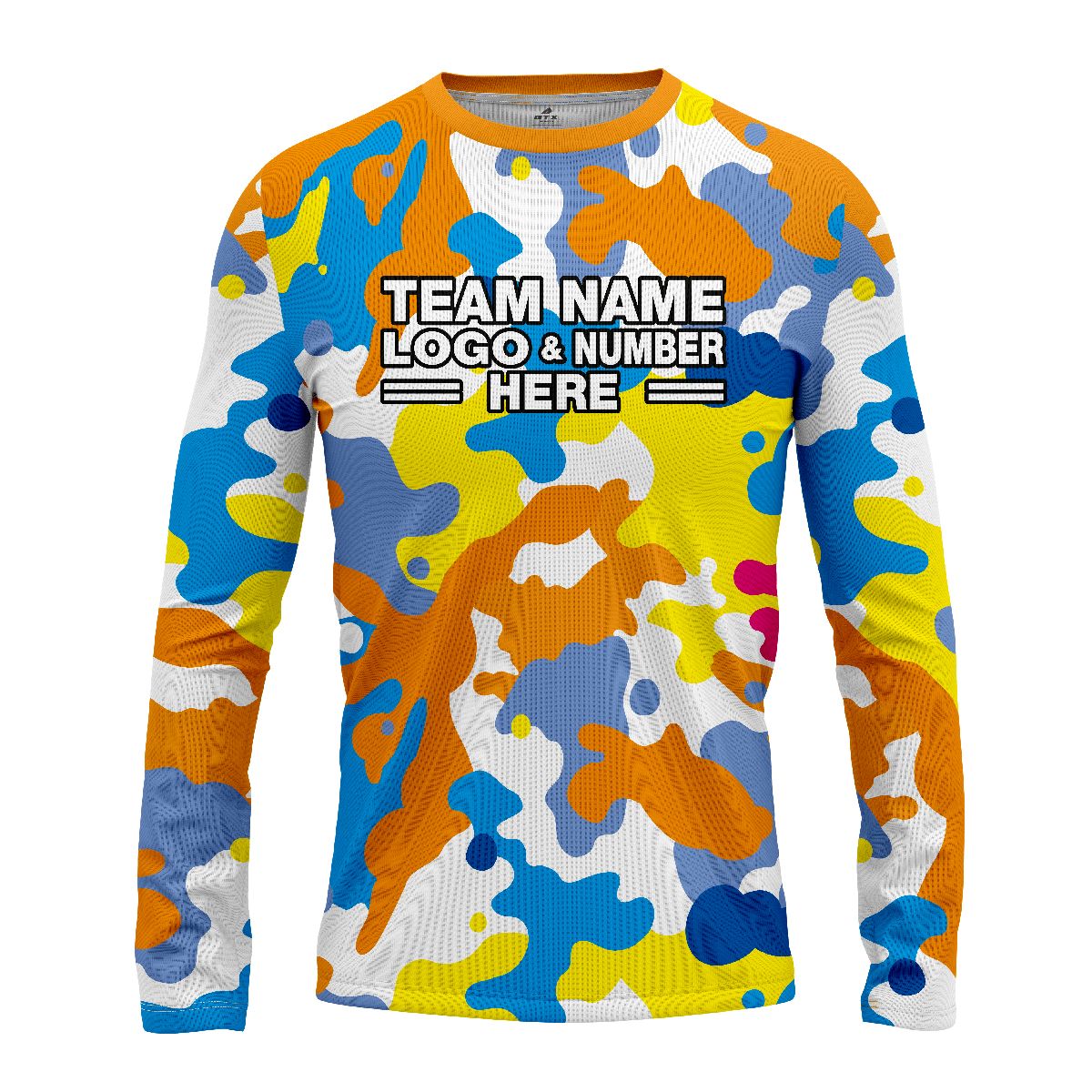 Custom Fully Sublimated Vibrant Camo Pattern Texture Multicolor Two Performance Long Sleeves 11087