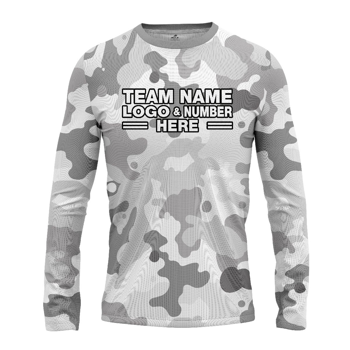 Custom Fully Sublimated Vibrant Camo Pattern Texture Gray Performance Long Sleeves 11119