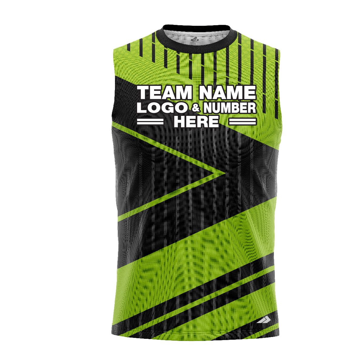 Custom Fully Sublimated Geometric Neon Pattern Black Green Performance Sleeveless 11147