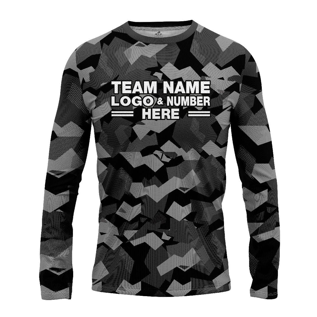 Custom Fully Sublimated Sports Camo Pattern Texture Dark Performance Long Sleeves 11167