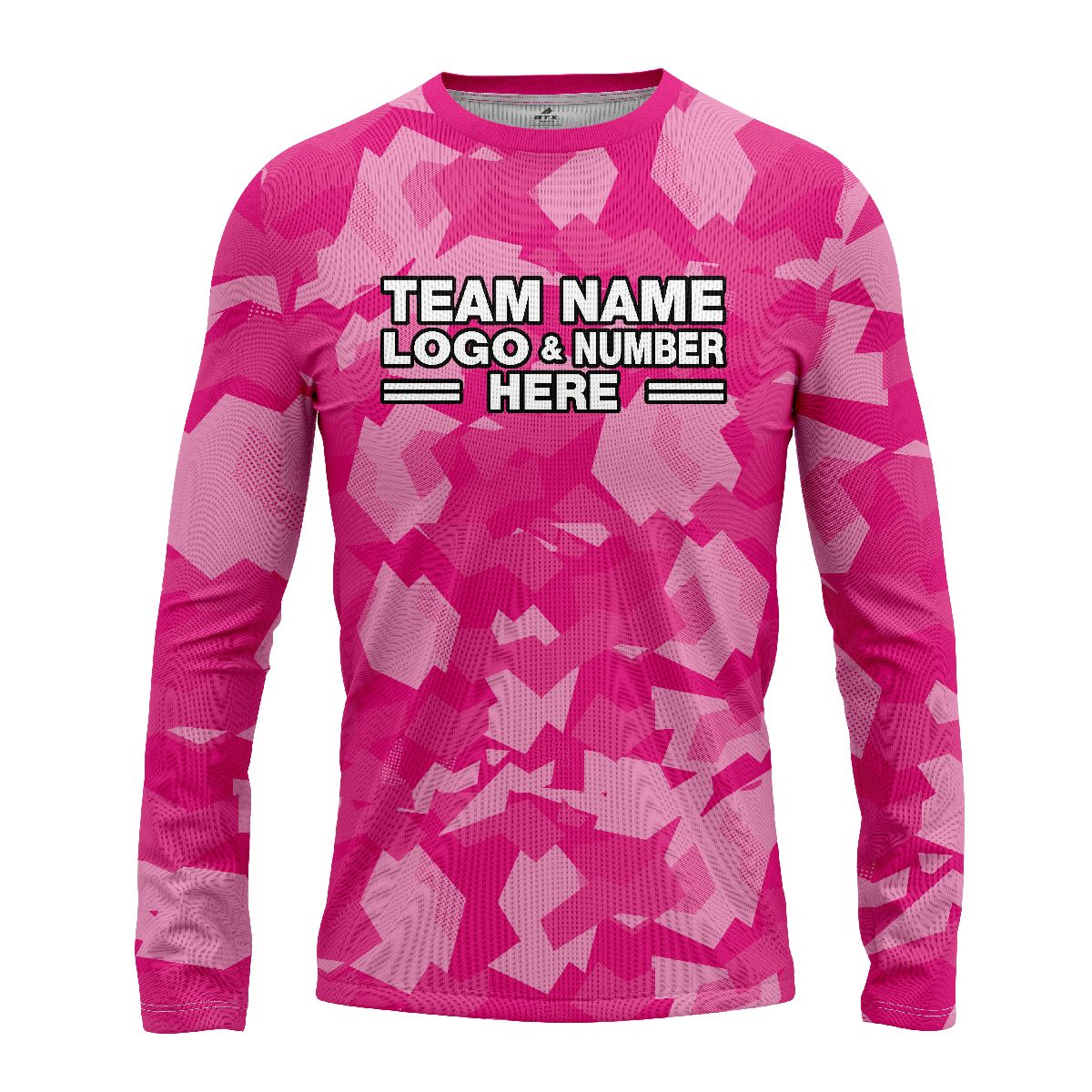 Custom Fully Sublimated Sports Camo Pattern Texture Pink Performance Long Sleeves 11179