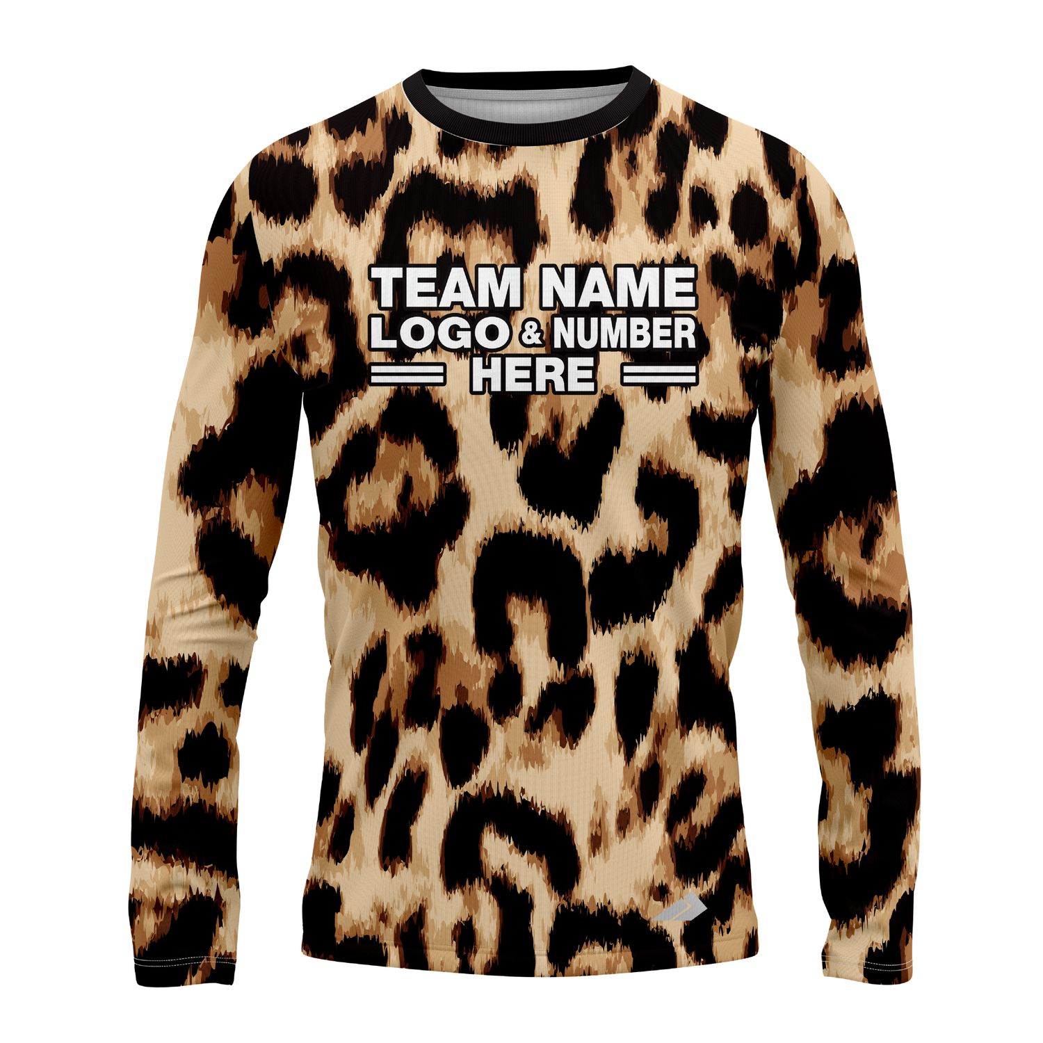Custom Fully Sublimated Bold Leopard Animal Print Black White Gold Performance Long Sleeves 10703