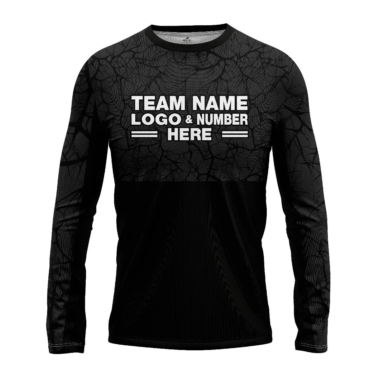 Custom Fully Sublimated Forest Camo Pattern Texure Black Performance Long Sleeves 11255