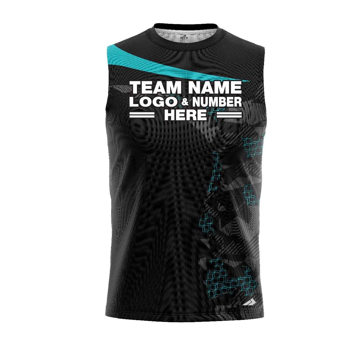 Custom Fully Sublimated Extreme Neon Pattern Teal Performance Sleeveless 11247