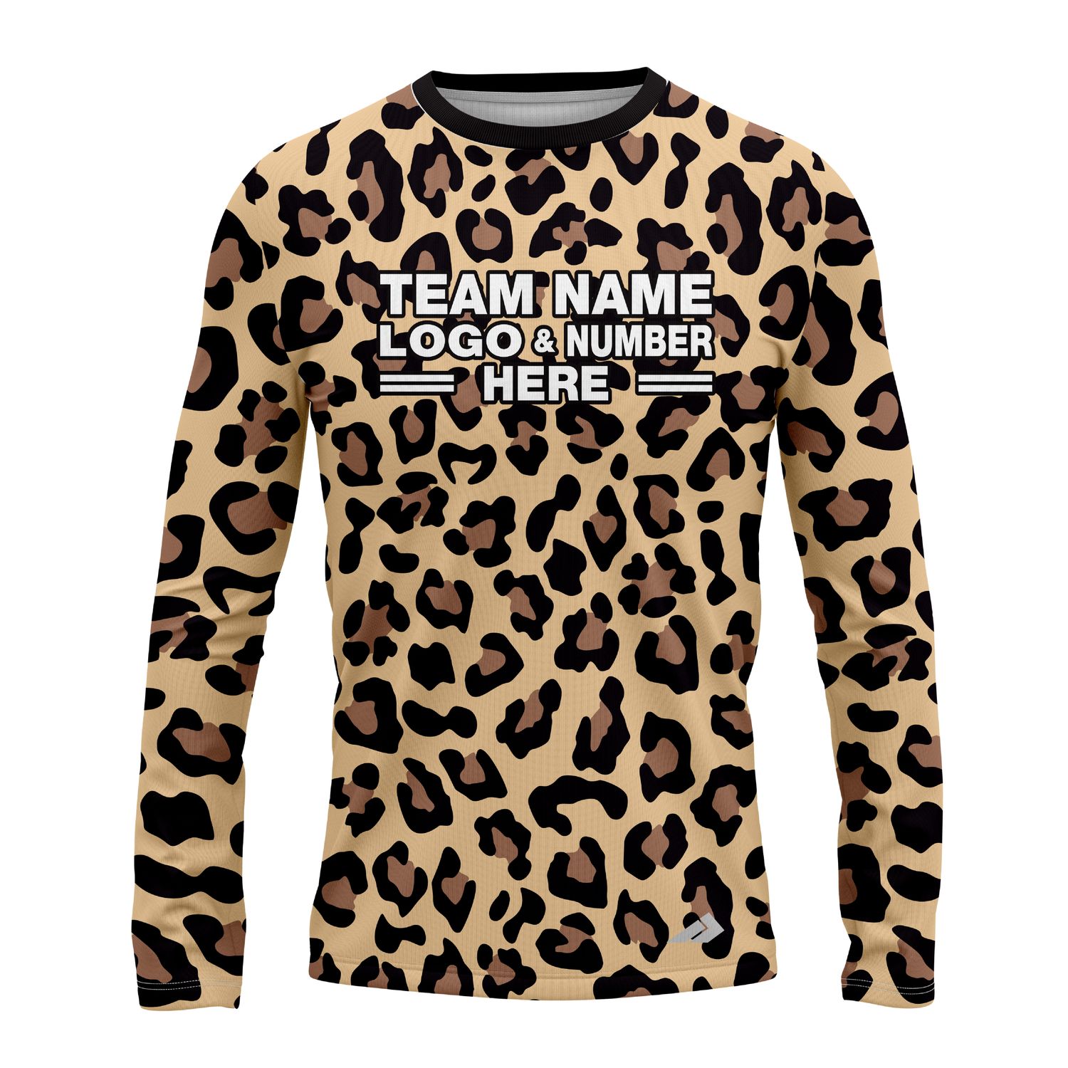Custom Fully Sublimated Classic Cheetah Animal Print Black Brown Gold Performance Long Sleeves 11267