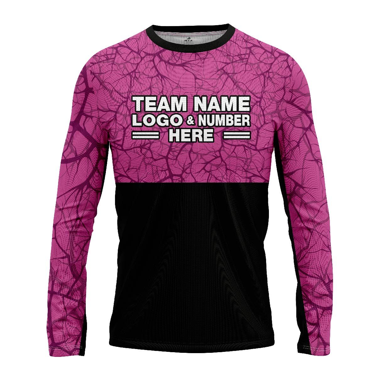 Custom Fully Sublimated Forest Camo Pattern Texture Pink Black Performance Long Sleeves 11291