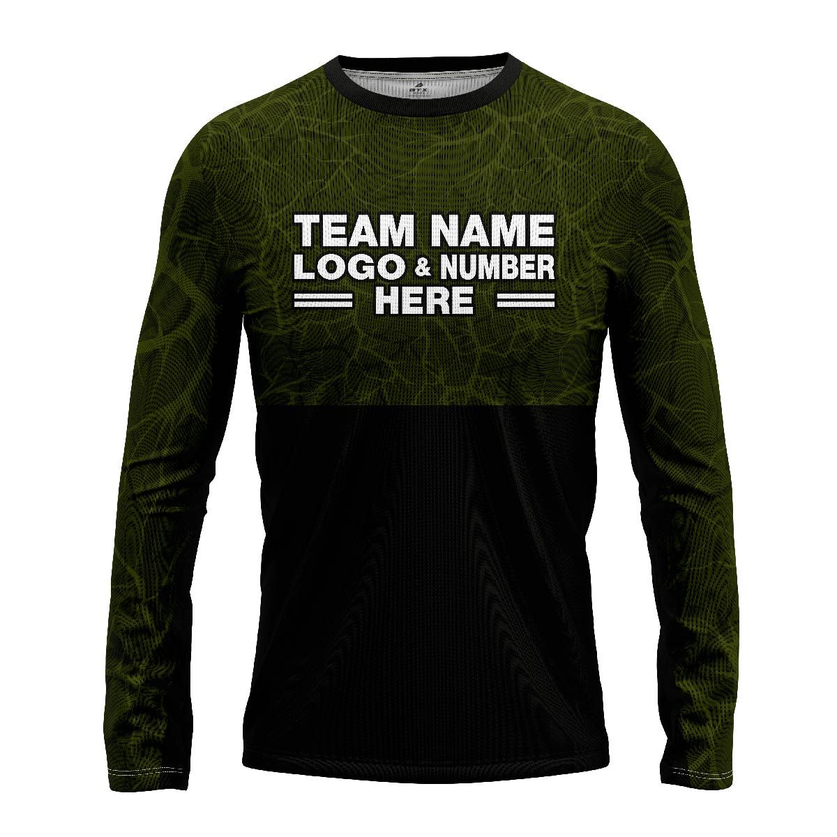 Custom Fully Sublimated Forest Camo Pattern Texture Green Black Performance Long Sleeves 11315