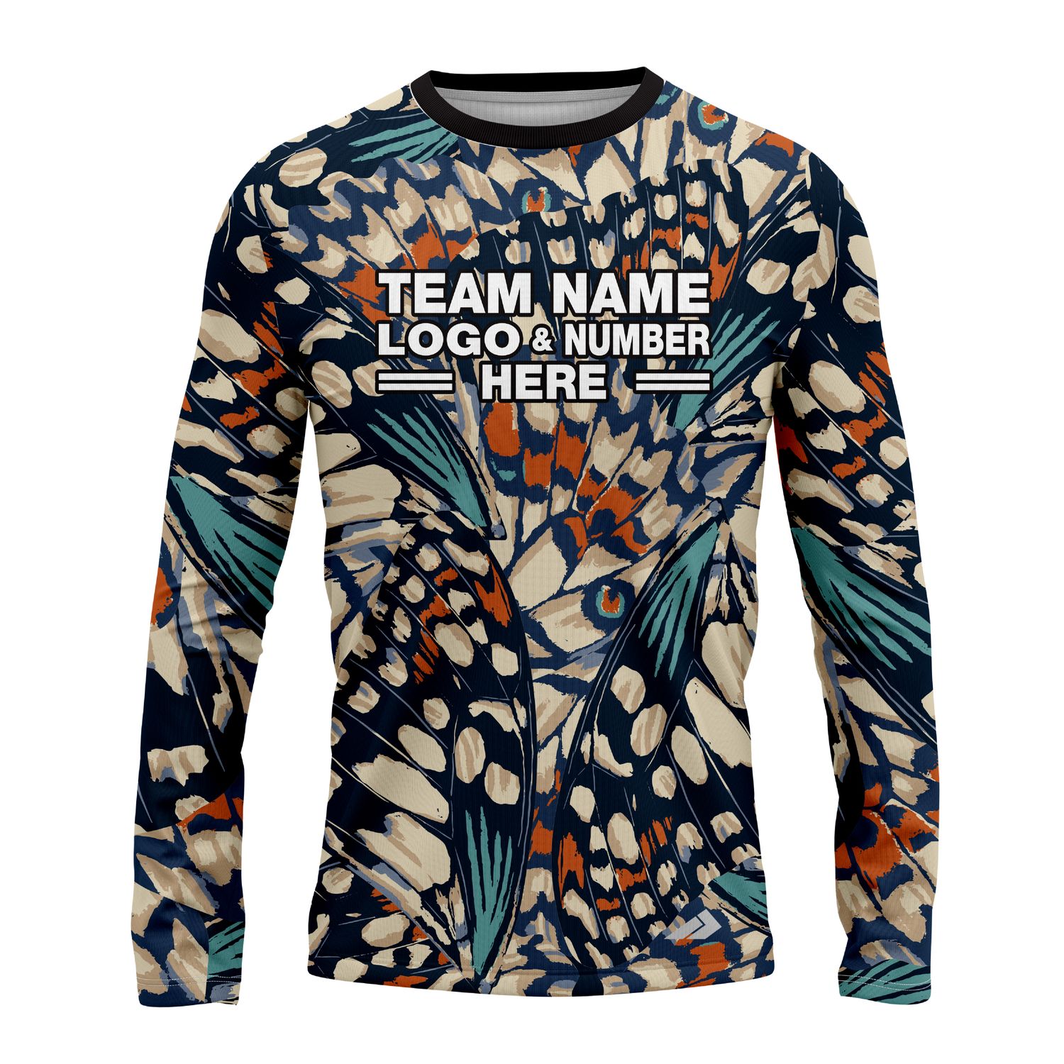 Custom Fully Sublimated Butterfly Wing Animal Print Multicolor Performance Long Sleeves 11339