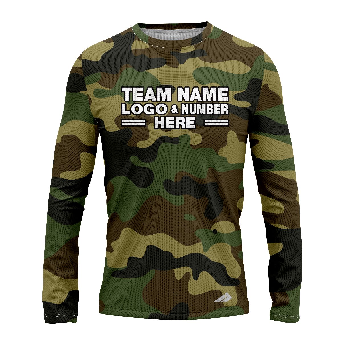 Custom Fully Sublimated Classic Camo Pattern Dark Green Brown Black Performance Long Sleeves 11351