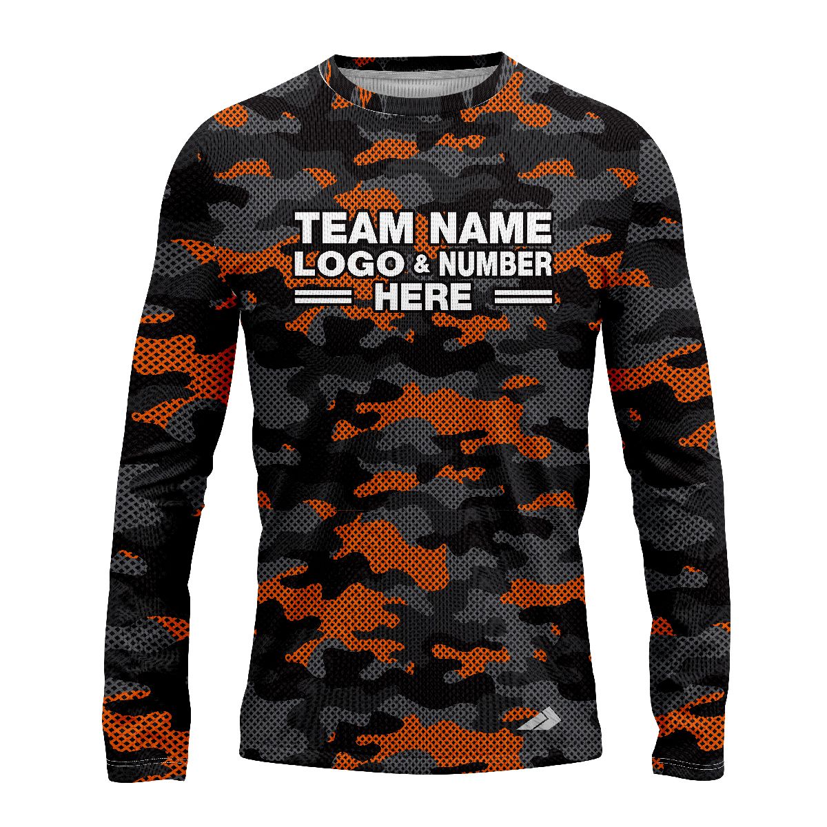Custom Fully Sublimated Urban Camo Pattern Black Gray Orange Black Performance Long Sleeves 11387