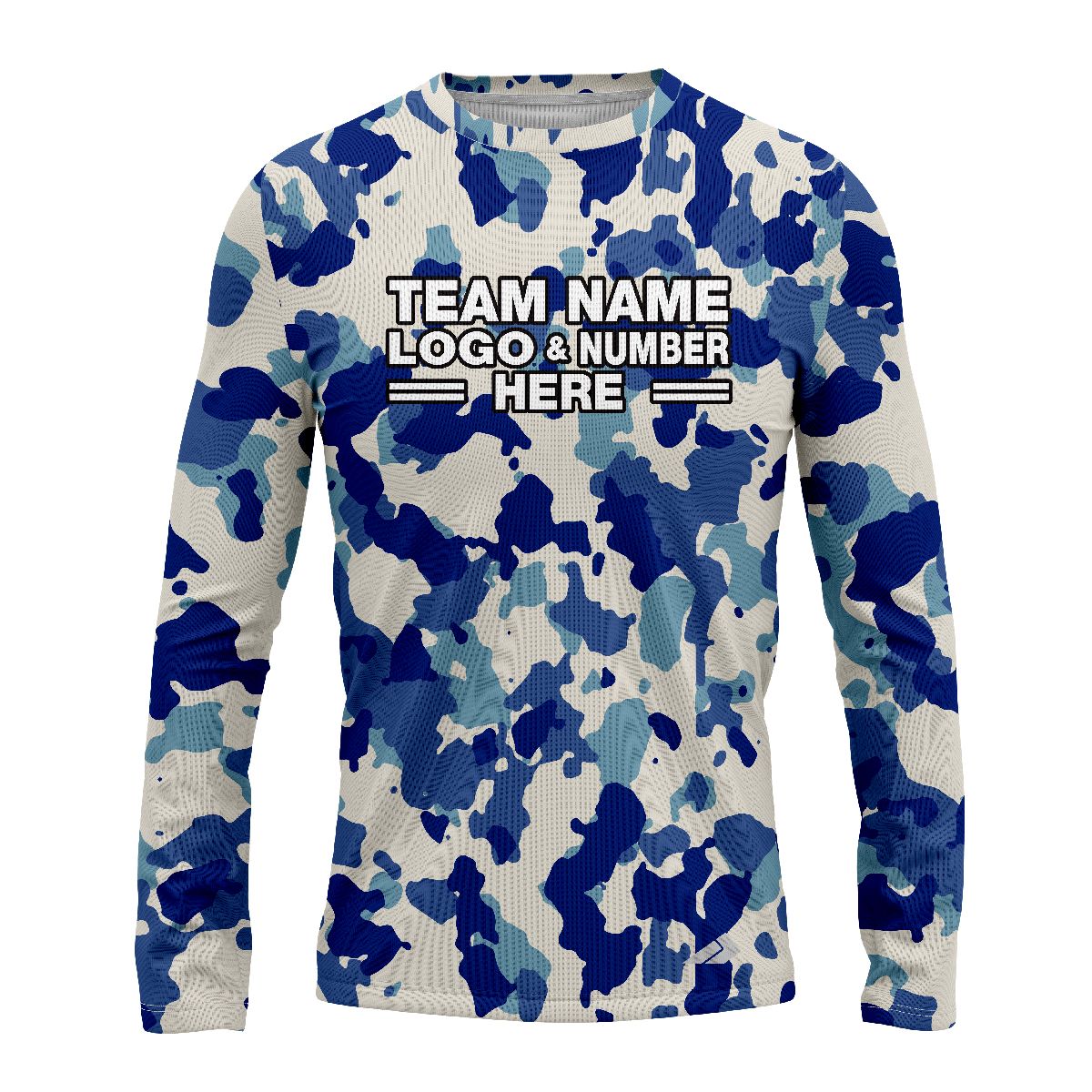 Custom Fully Sublimated Cool Camo Pattern Blue White Performance Long Sleeves 11411
