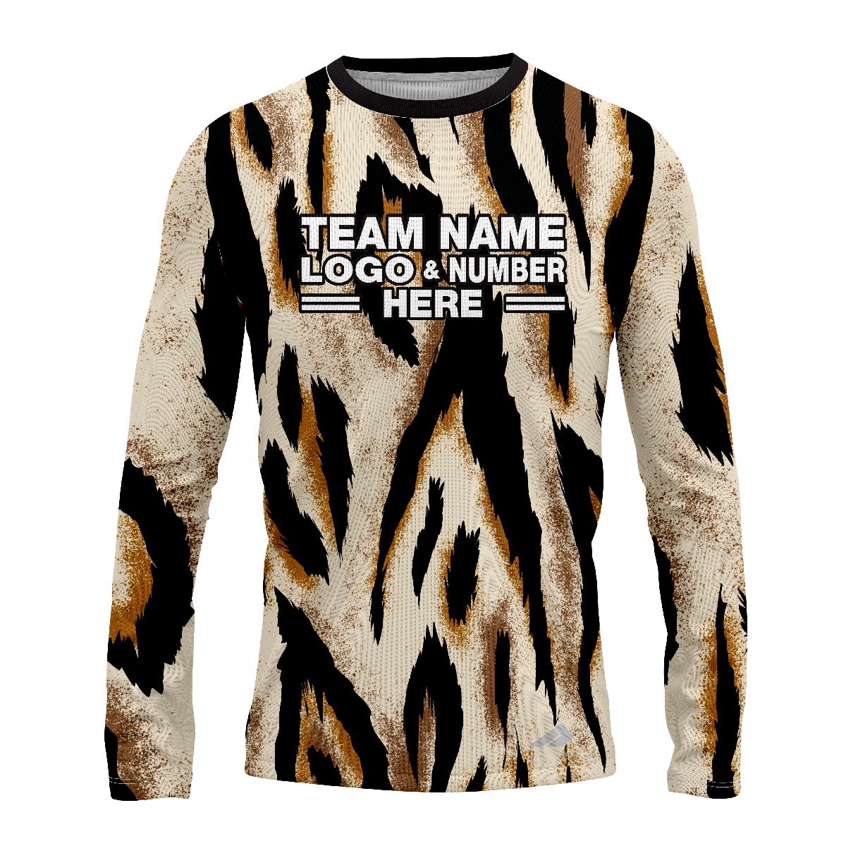 Custom Fully Sublimated Neon Tiger Skin Animal Print Black Brown Gold Performance Long Sleeves 11423