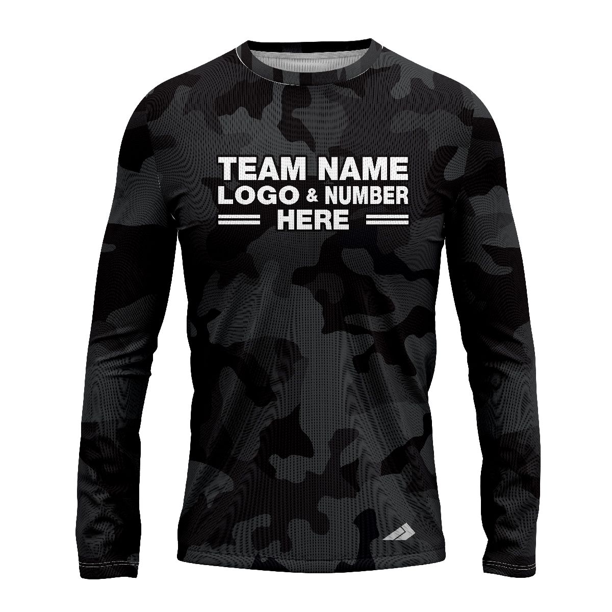 Custom Fully Sublimated Stealth Camo Pattern Black Gray Performance Long Sleeves 11447