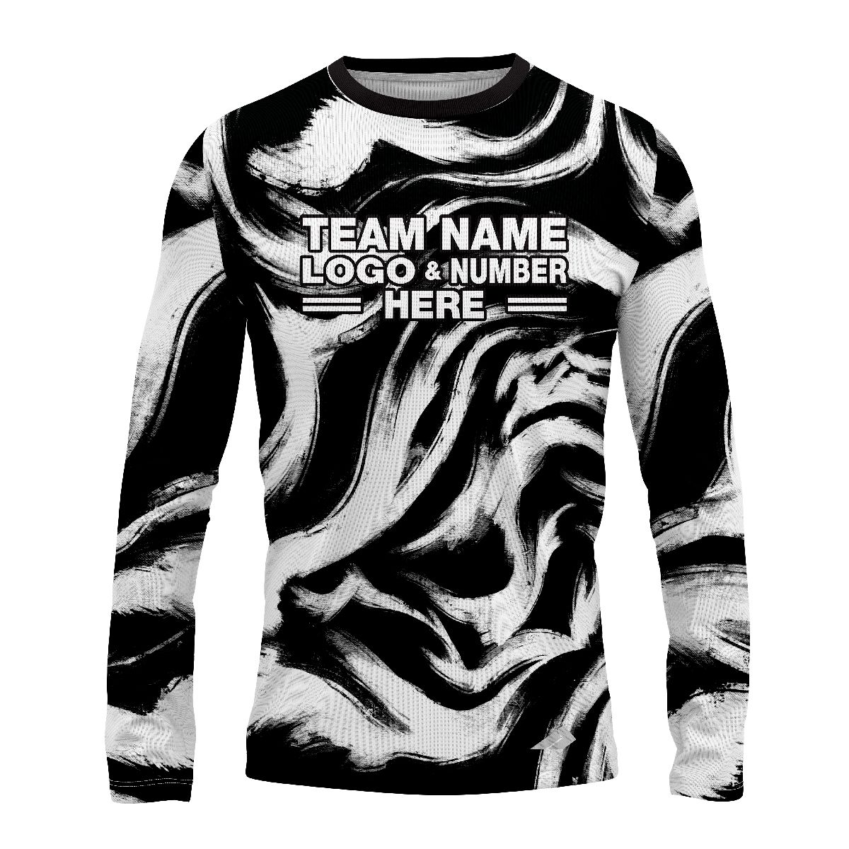 Custom Fully Sublimated Vibrant Monochrome Swirl Print Black White Performance Long Sleeves 11459