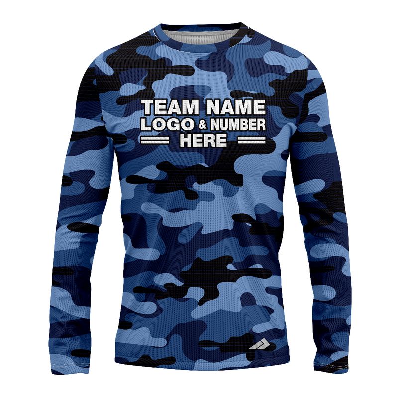Custom Fully Sublimated Blues Classic Camo Pattern Performance Long Sleeves 11531