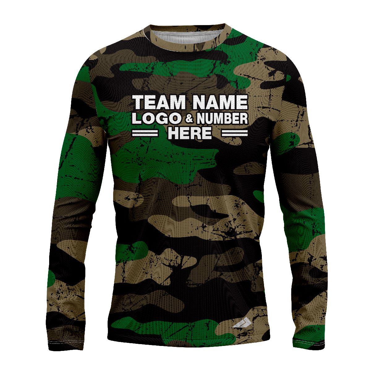 Custom Fully Sublimated Traditional Camo Pattern Black Green Brown Performance Long Sleeves 11555