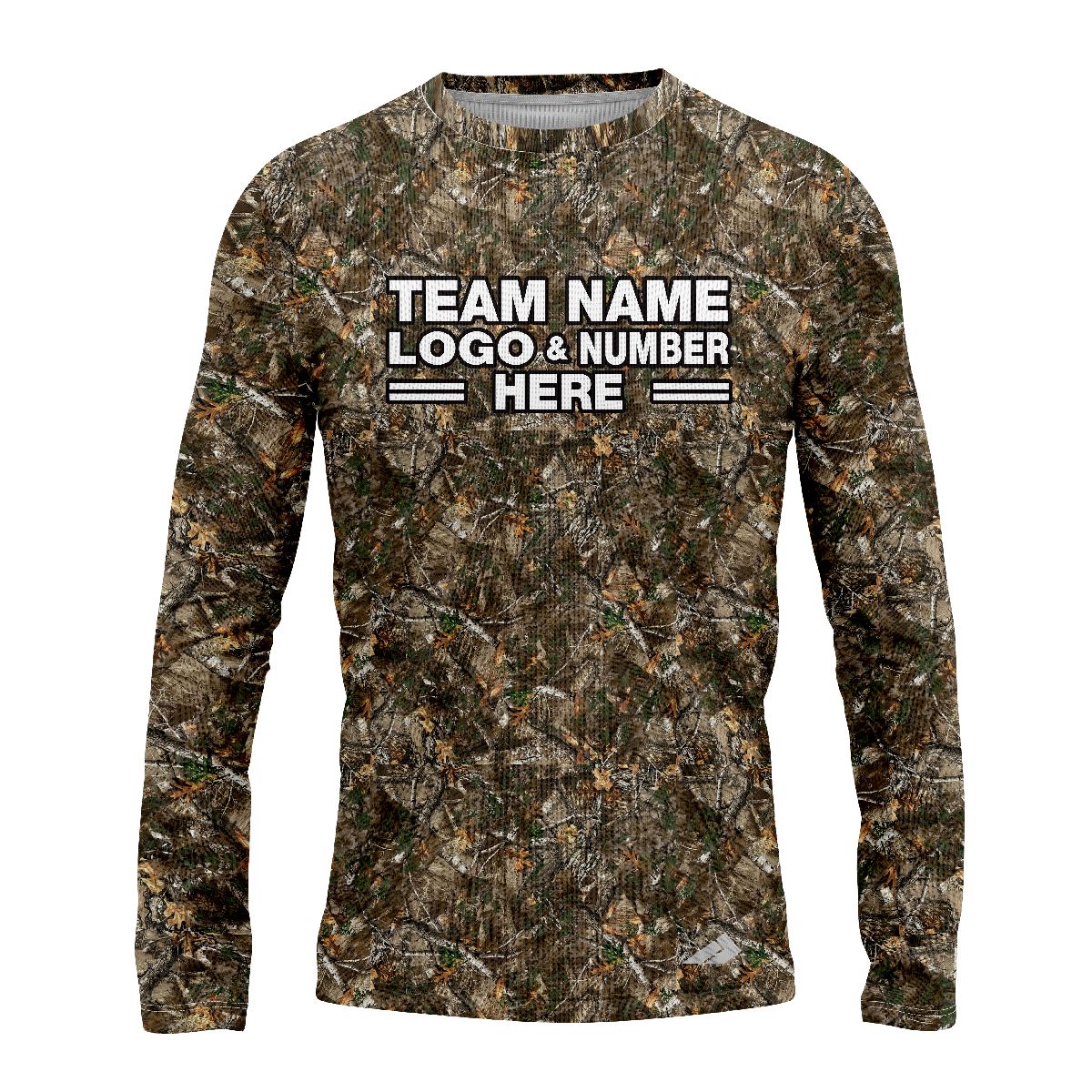 Custom Fully Sublimated Realistic Forest Camo Two Pattern Brown Performance Long Sleeves 11627