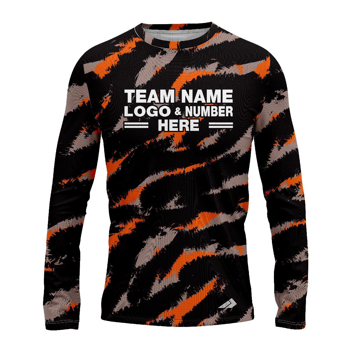 Custom Fully Sublimated Claws Camo Pattern Black Orange Performance Long Sleeves 11687