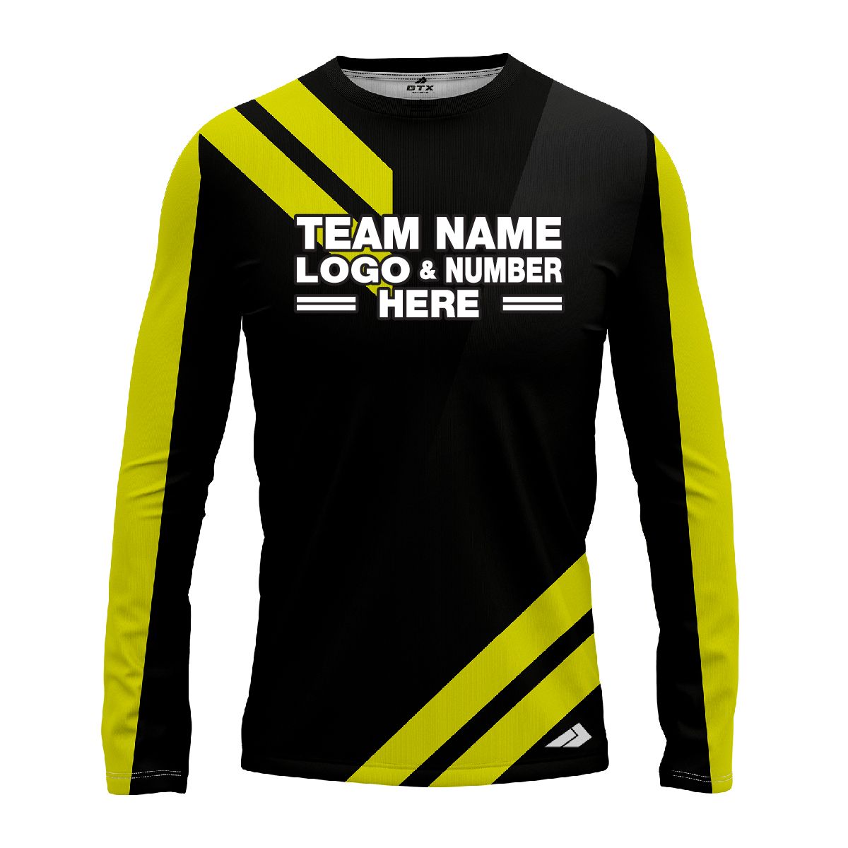 Custom Fully Sublimated Basic Neon Pattern Black Yellow Performance Long Sleeves 11723