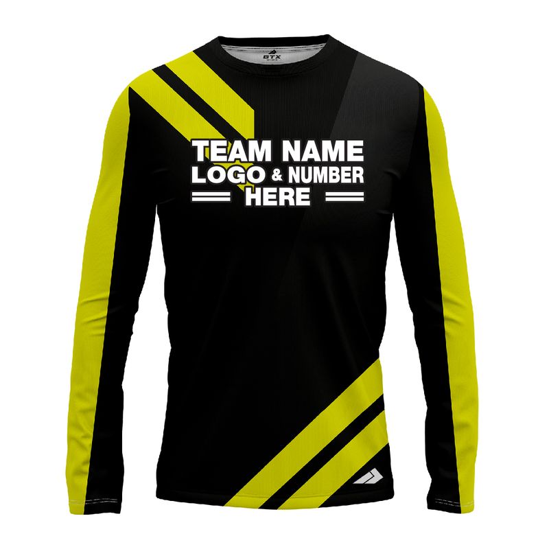 Custom Fully Sublimated Basic Neon Pattern Black Yellow Performance Long Sleeves 11723