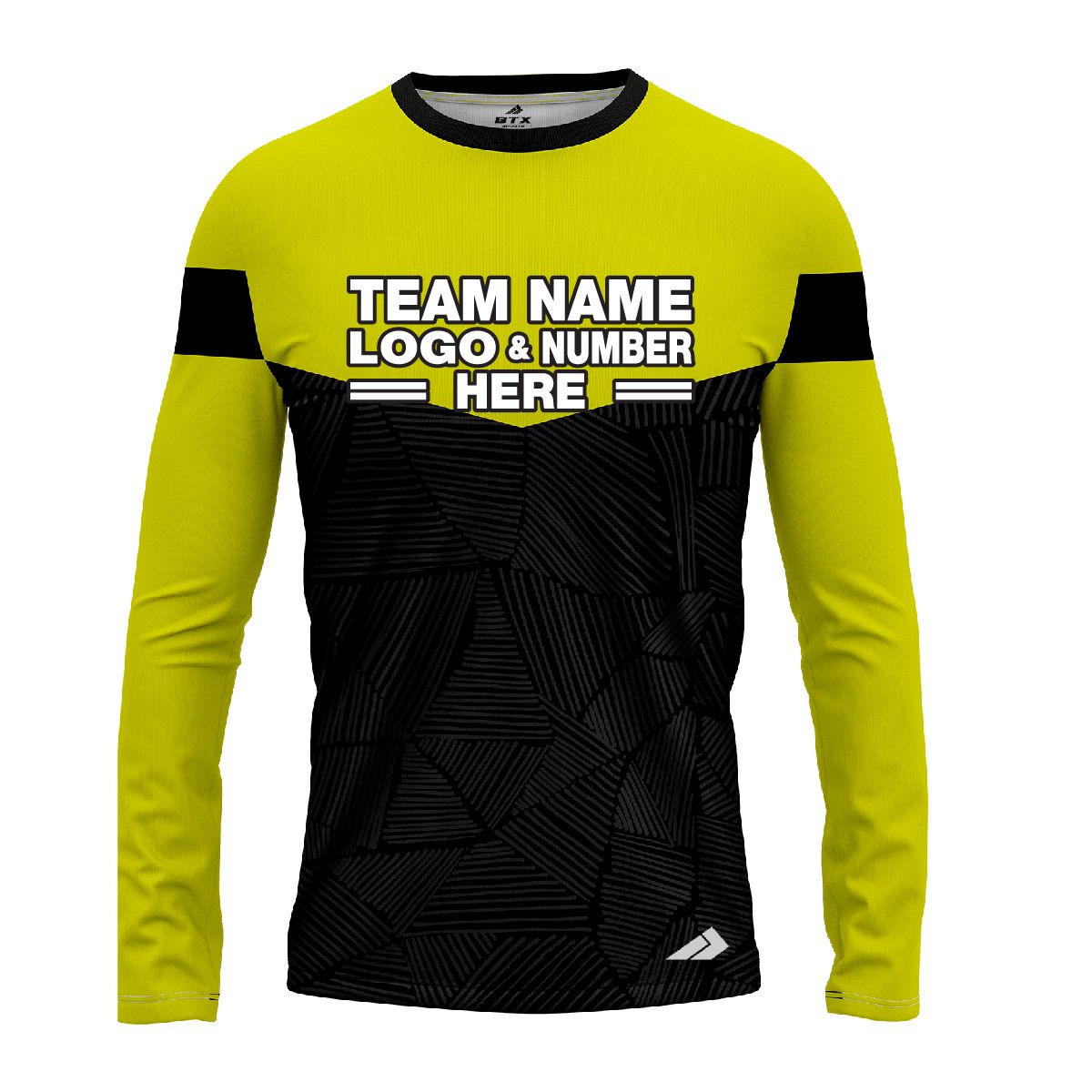 Custom Fully Sublimated Sport Neon Pattern Black Yellow Performance Long Sleeves 4920