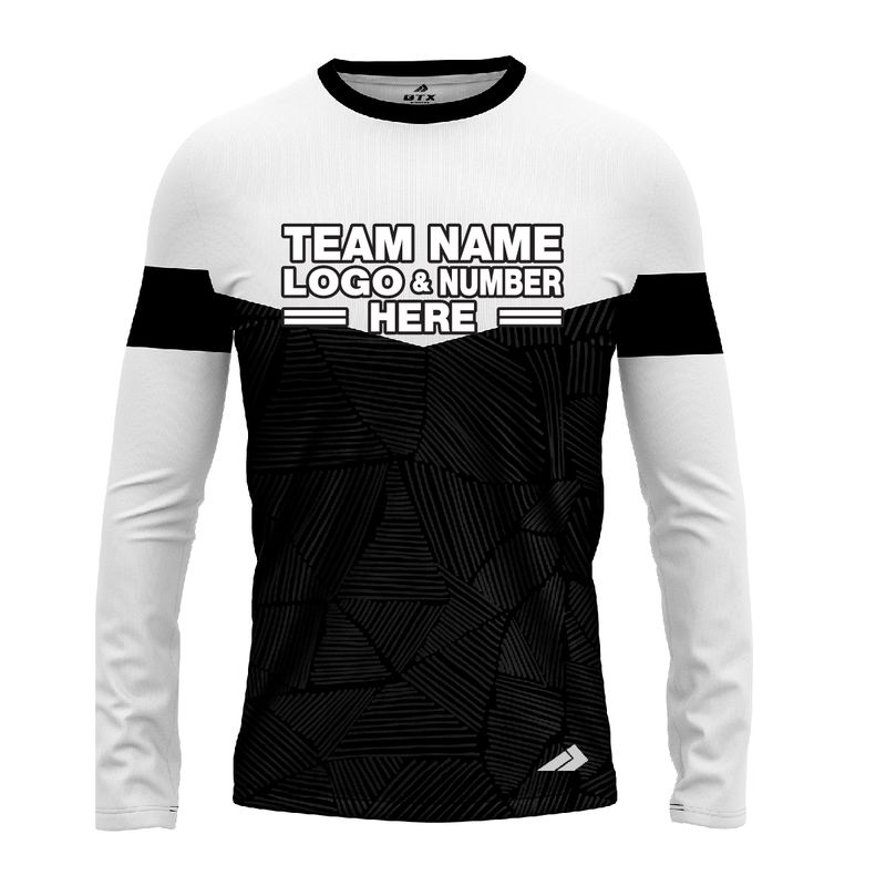 Custom Fully Sublimated Basic Neon Pattern Black White Performance Long Sleeves 11759