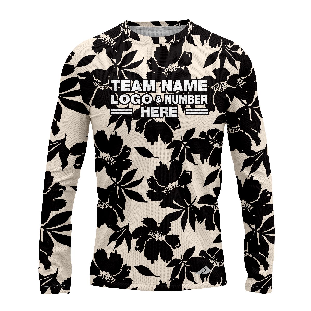 Custom Fully Sublimated Monochrom Floral Pattern White Black Performance Long Sleeves 11783