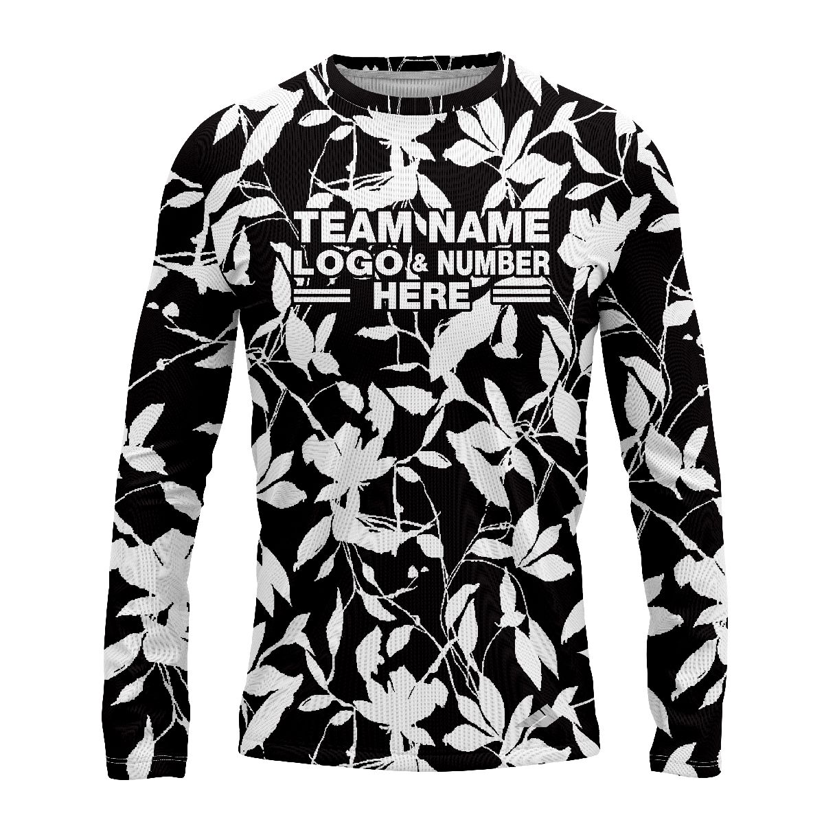 Custom Fully Sublimated Monochrom Floral Two Pattern Black White Performance Long Sleeves 11795