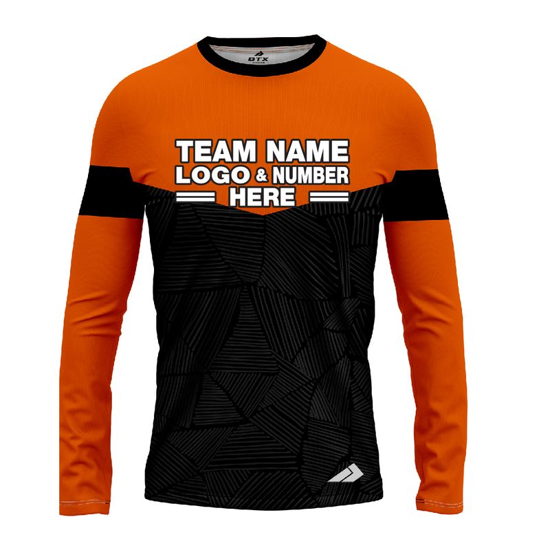 Custom Fully Sublimated Basic Neon Pattern Black Orange Performance Long Sleeves 11867