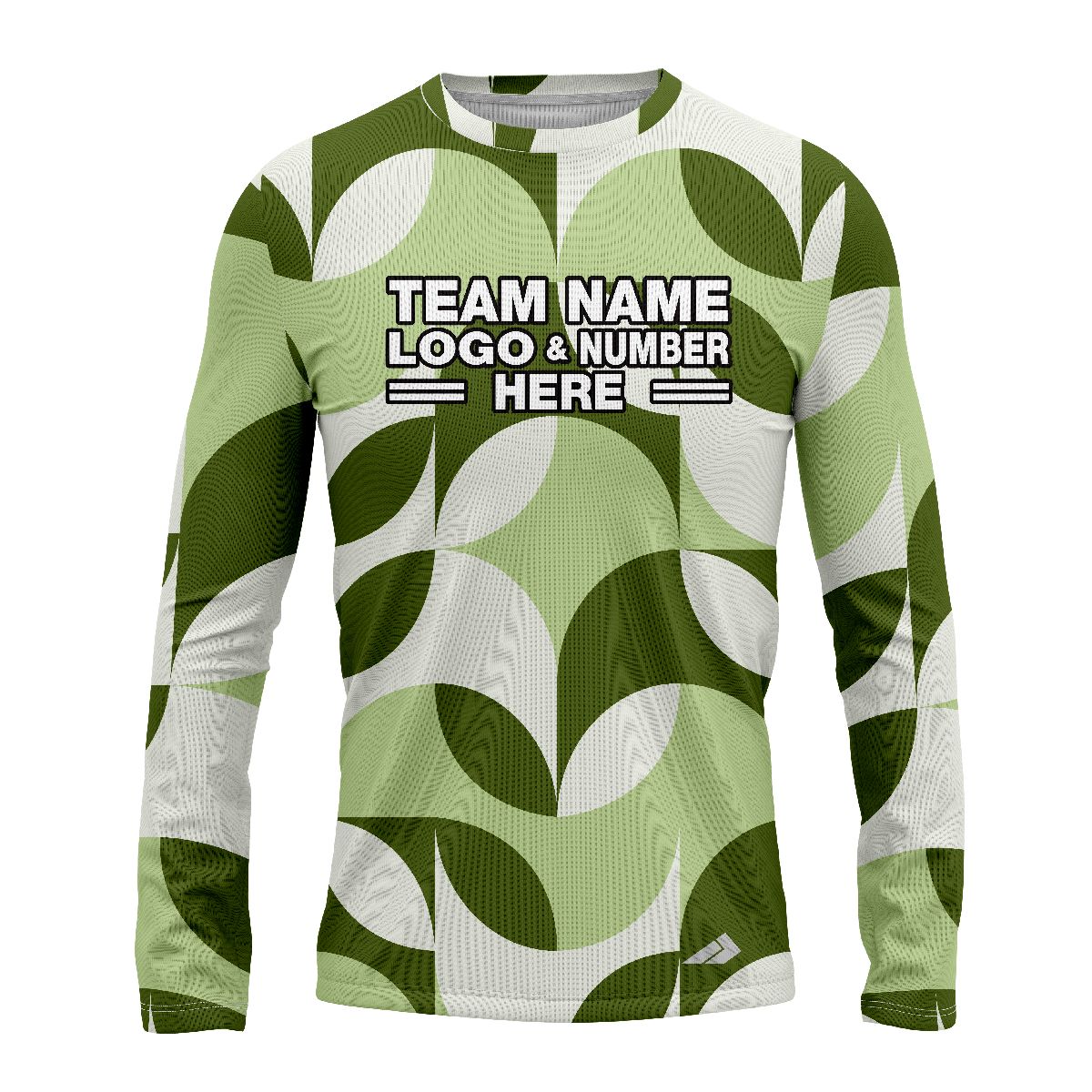 Custom Fully Sublimated Contemporary Leaf Floral Pattern White Green Performance Long Sleeves 11831