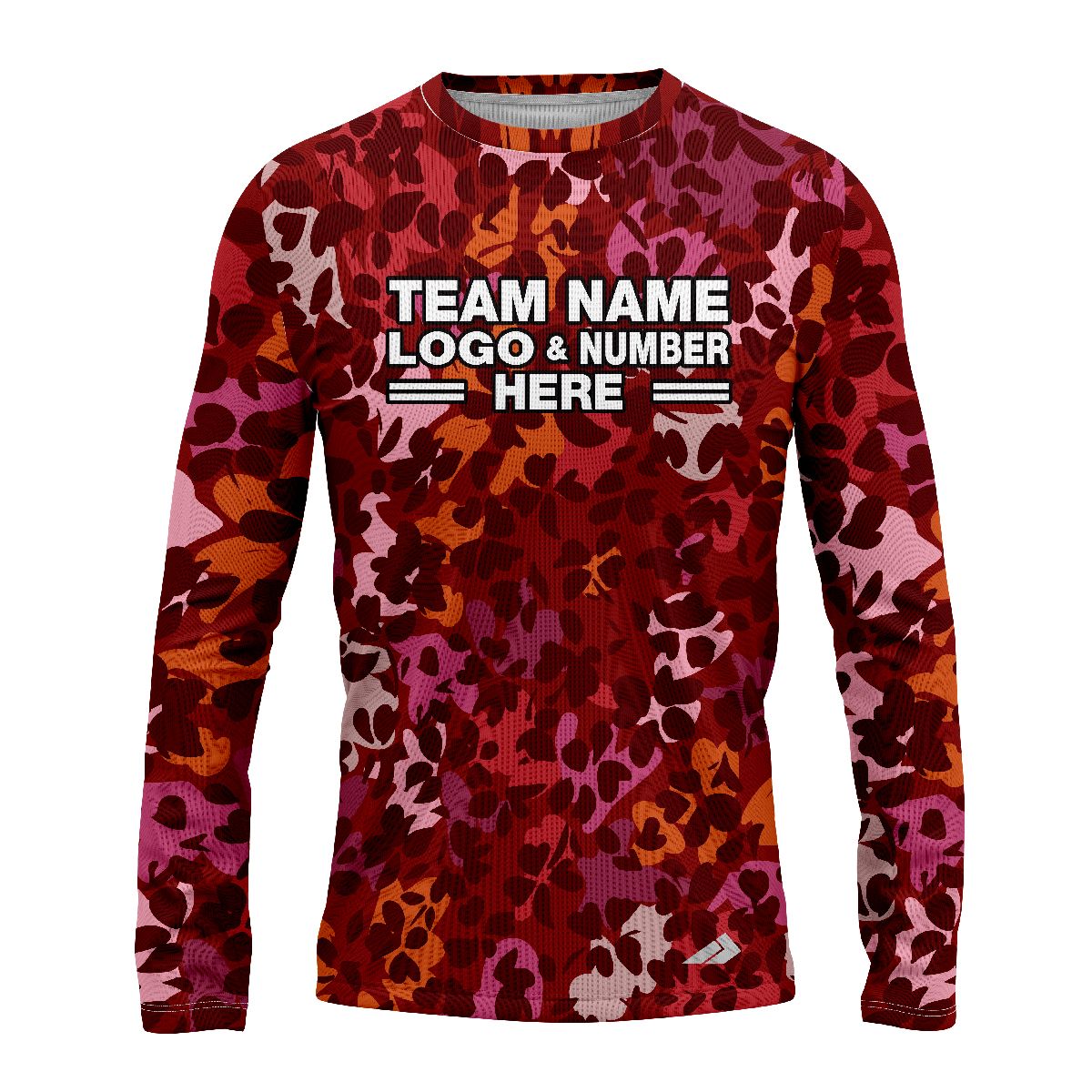 Custom Fully Sublimated Dynamic Floral Pattern Red Orange Pink Performance Long Sleeves 11855