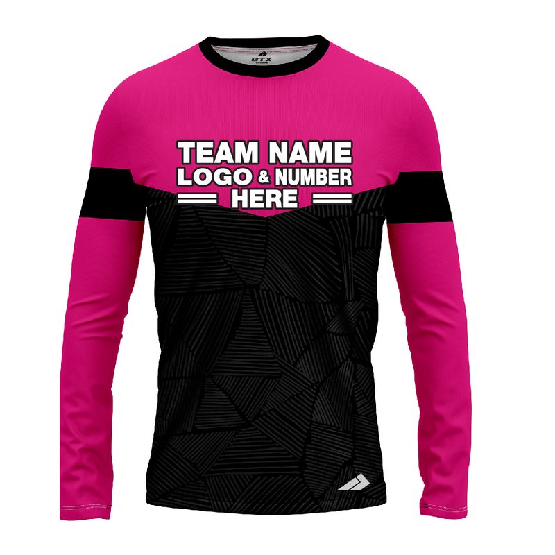 Custom Fully Sublimated Basic Neon Pattern Black Pink Performance Long Sleeves 11891