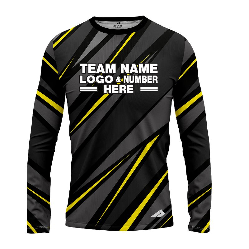 Custom Fully Sublimated Adventure ATV Neon Pattern Black Gray Yellow Performance Long Sleeves 11939