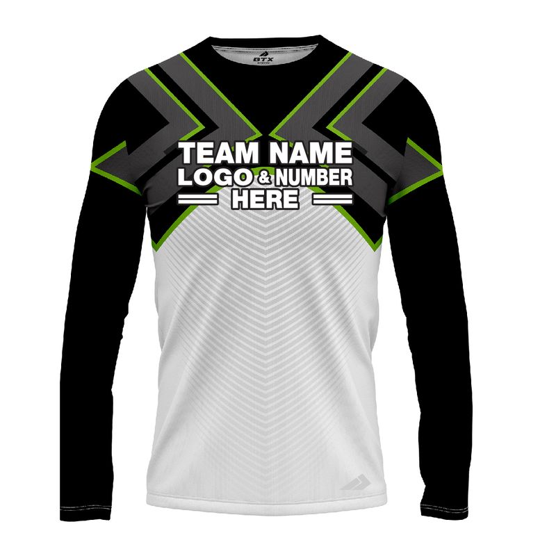Custom Fully Sublimated Adventure BMX Neon Pattern Black Gray Yellow Performance Long Sleeves 11963