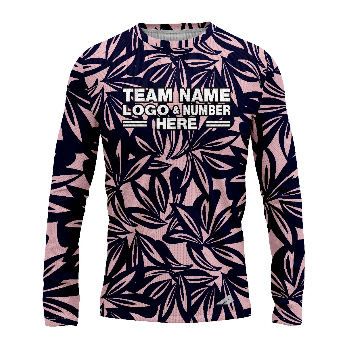 Custom Fully Sublimated Monochrom Floral Three Pattern Dark Blue Baby Pink Performance Long Sleeves 11975