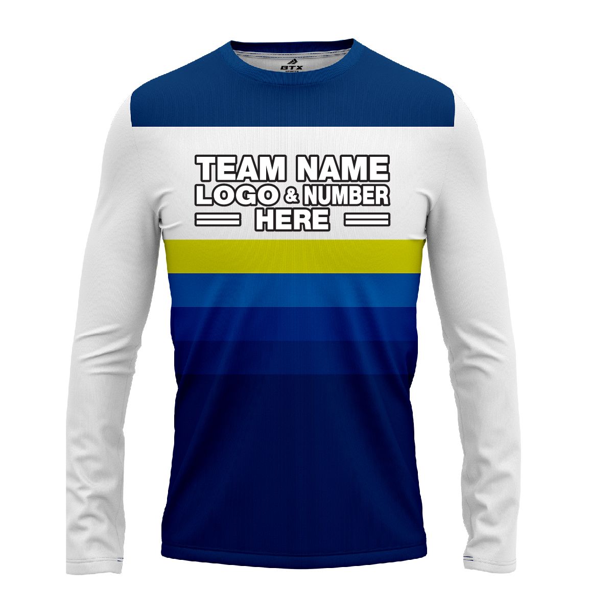 Custom Fully Sublimated Retro Stripe Neon Pattern Blue Performance Long Sleeves 12035
