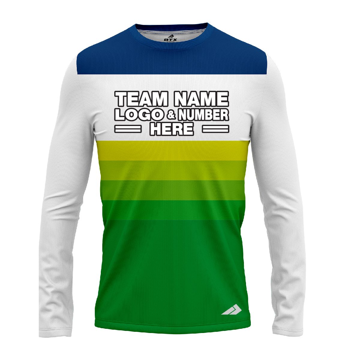 Custom Fully Sublimated Retro Stripe Neon Pattern Blue Green  Performance Long Sleeves 12047