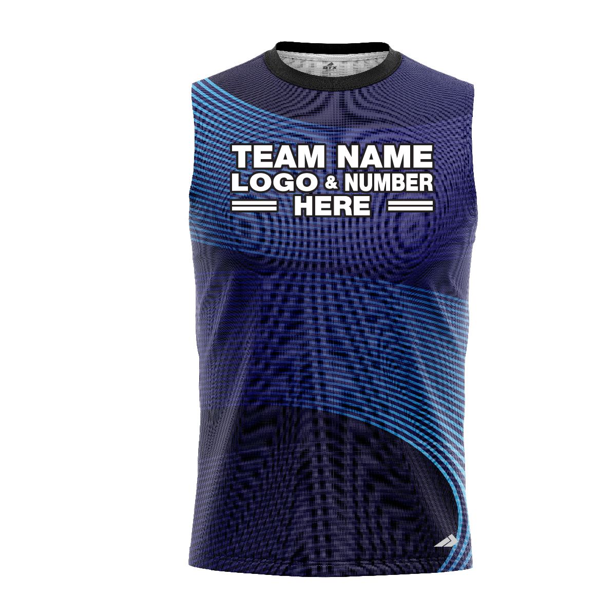 Custom Fully Sublimated Retro Style Neon Pattern Blues Performance Sleeveless 12095