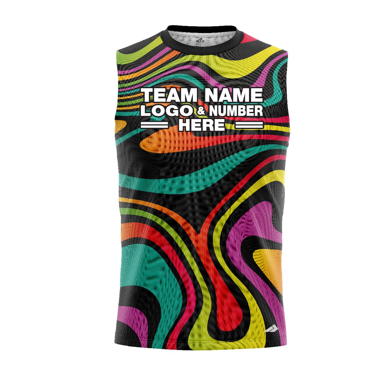 Custom Fully Sublimated Psychedelic Neon Pattern Multicolor Performance Sleeveless 12091
