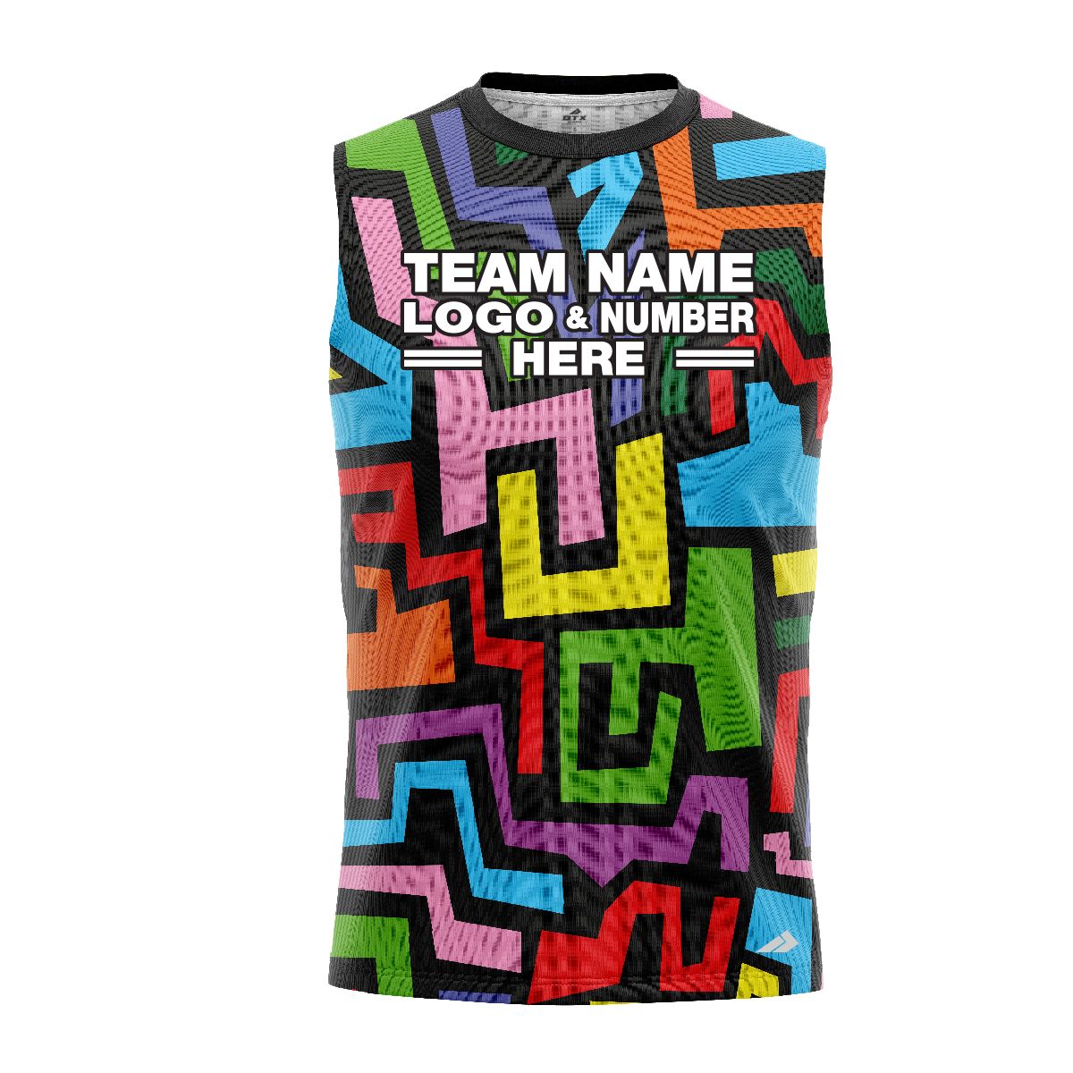 Custom Fully Sublimated Abstract Fashion Neon Pattern Multicolor Performance Sleeveless 12111