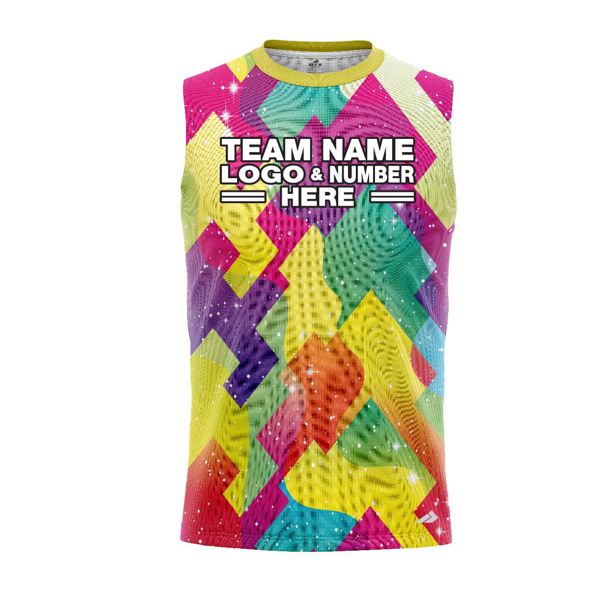 Custom Fully Sublimated Colorful Two Neon Pattern Multicolor Performance Sleeveless 12123
