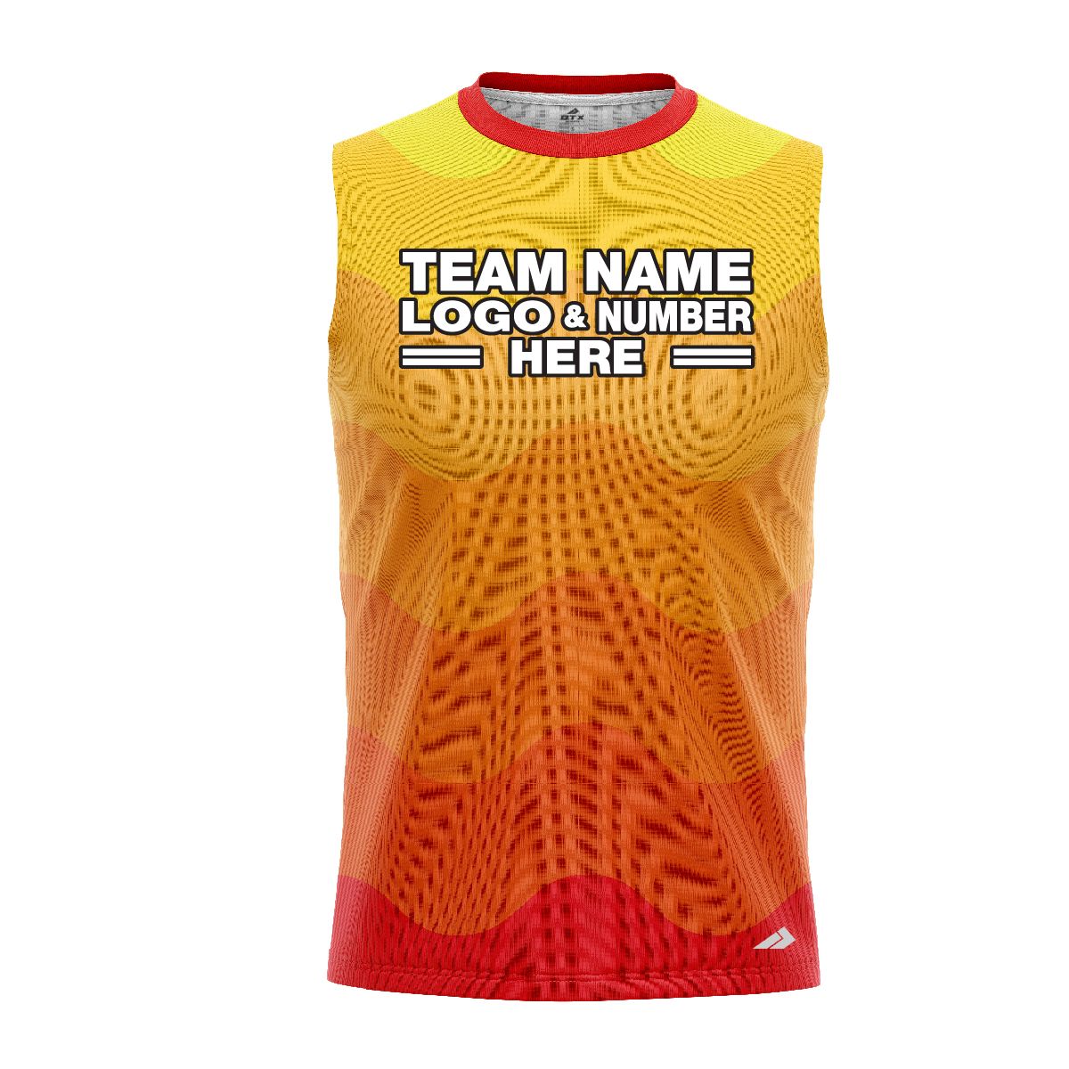 Custom Fully Sublimated Heat Wave Neon Pattern Orange Yellow Performance Sleeveless 12139