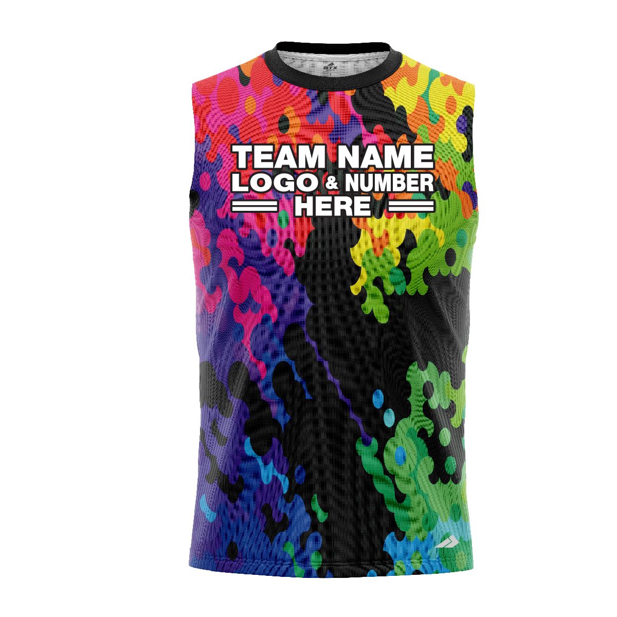 Custom Fully Sublimated Vivid Chaos Neon Pattern Multicolor Performance Sleeveless 12131