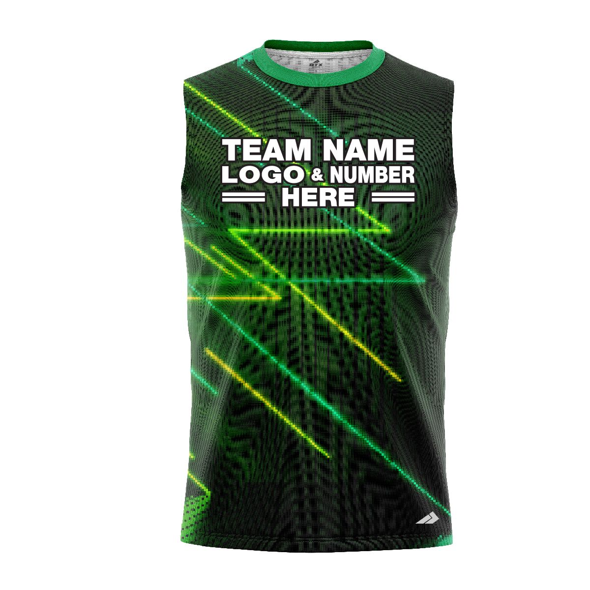 Custom Fully Sublimated Pop-Art Neon Pattern Green Black Performance Sleeveless 12127