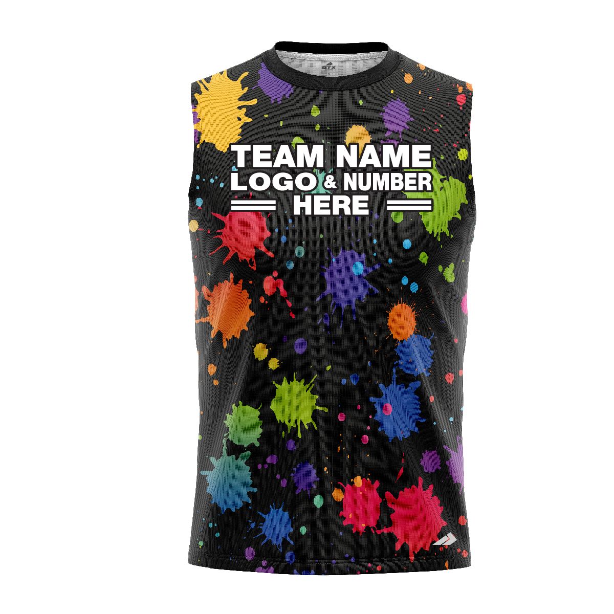 Custom Fully Sublimated Paint Splash Neon Pattern Multicolor Performance Sleeveless 12135