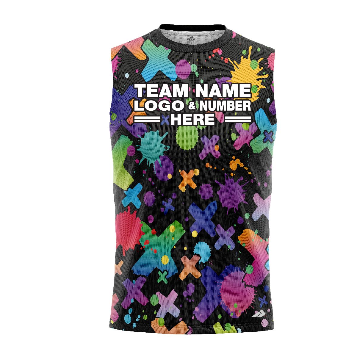 Custom Fully Sublimated Creative Burst Neon Pattern Multicolor Performance Sleeveless 12143