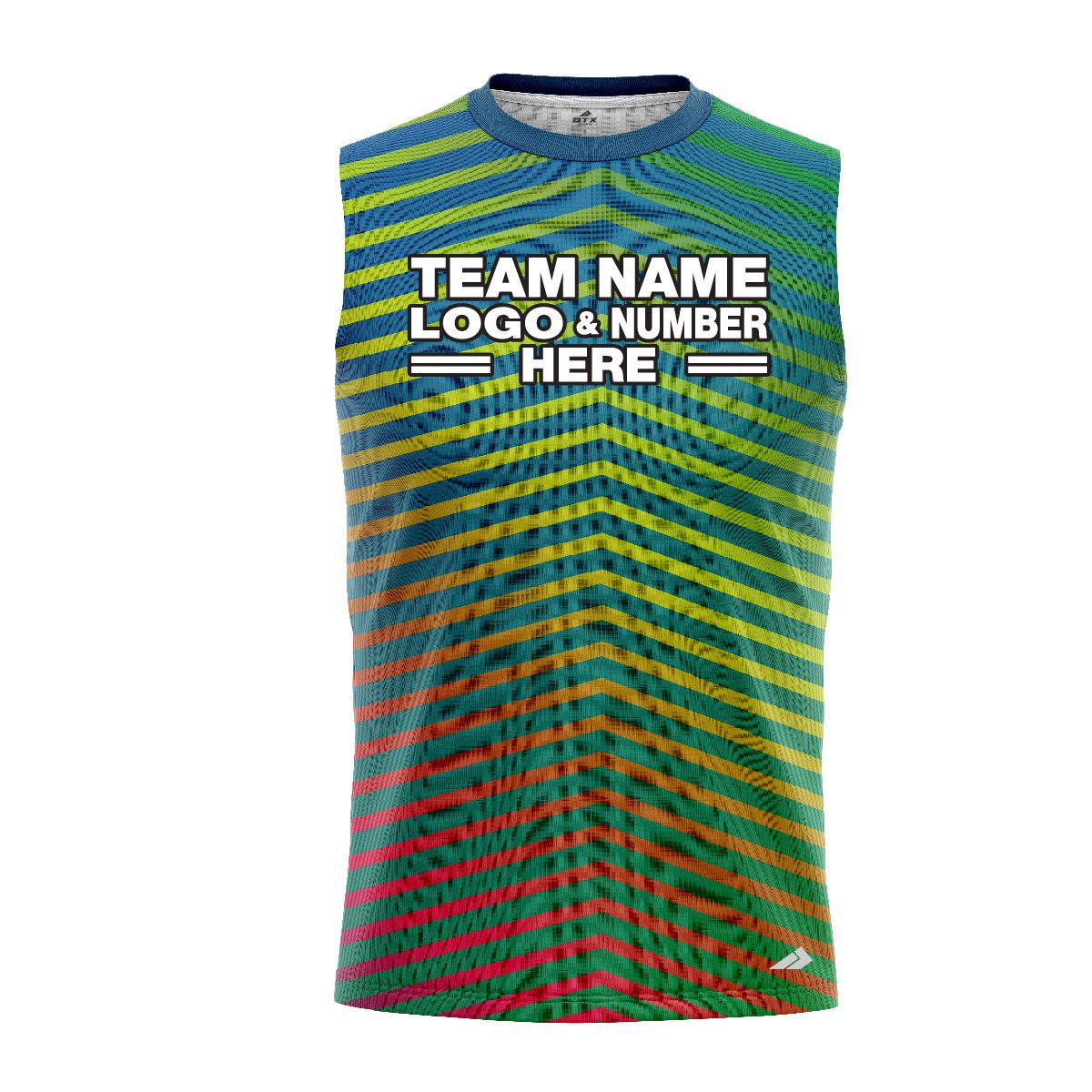 Custom Fully Sublimated Energetic Streaks Neon Pattern Multicolor Performance Sleeveless 12155