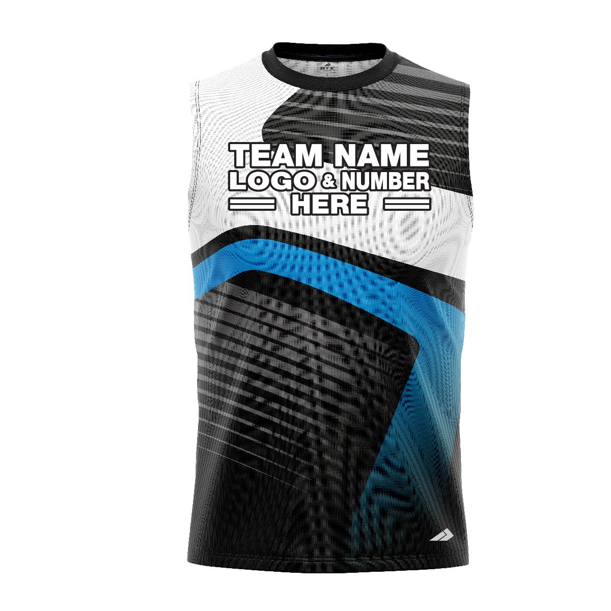 Custom Fully Sublimated ATV Modern Pattern Black White Blue Performance Sleeveless 12271
