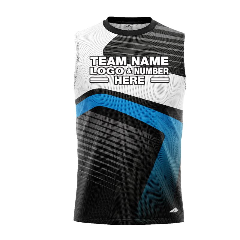 Custom Fully Sublimated ATV Modern Pattern Black White Blue Performance Sleeveless 12271